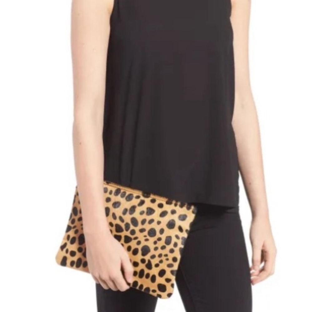 bp Cheetah Calf Hair & Black Faux Leather Clutch - Picture 2 of 8